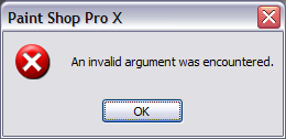 Paint Shop Pro X - Invalid Argument in Browser