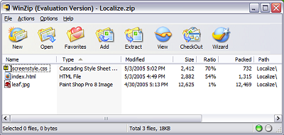 Localize template, from OSWD.org, in WinZip Evaluation Version