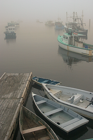 Boats in Fog, Paint Shop Pro Orange Filter Effect, by Eric Holsinger