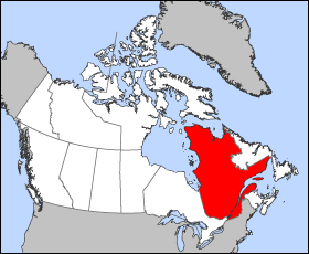 Canadian Map showing Quebec Province
