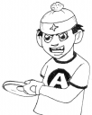 disc golfer, engineering notebook sketch by Eric Holsinger